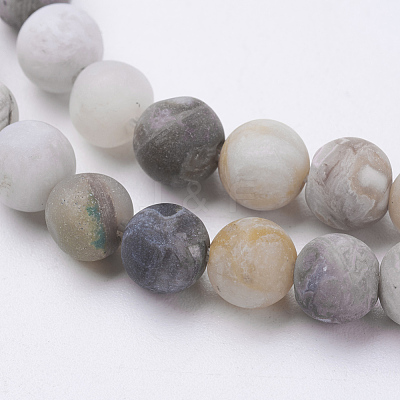 Natural Bamboo Leaf Agate Beads Strands G-J376-13F-6mm-1