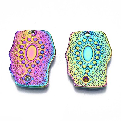 Rainbow Color 304 Stainless Steel Pendant Rhinestone Settings STAS-S119-070-1