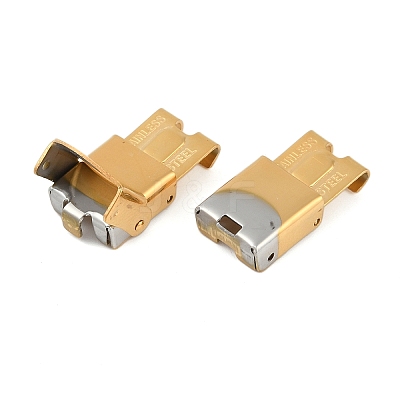 Ion Plating(IP) 201 Stainless Steel Watch Band Clasps STAS-C006-1-02G-01-1