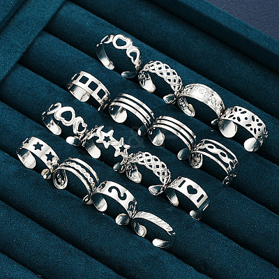 16Pcs 16 Styles Heart Star Alloy Cuff Toe Ring Sets FS-WG5F0D5-01-1