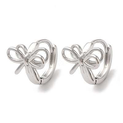Bowknot Brass Hoop Earrings for Women EJEW-U008-13P-1