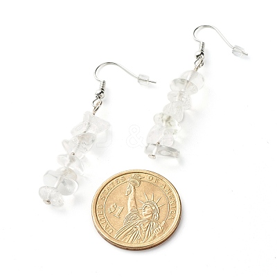 Natural Quartz Crystal Chip Beads Dangle Earrings EJEW-JE04649-06-1