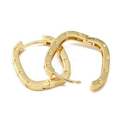 Brass Oval with Polka Dot Hoop Earrings for Woman EJEW-F314-02B-G-1