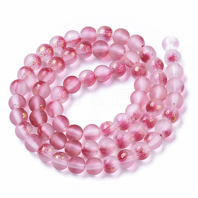 Frosted Spray Painted Glass Beads Strands X-GLAA-N035-03B-C04-1