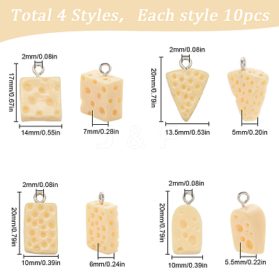 40Pcs 4 Styles Resin Pendants RESI-SC0003-46-1