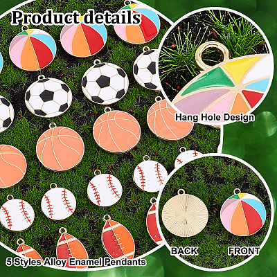 40Pcs 5 Styles Alloy Enamel Pendants ENAM-PH0002-86-1
