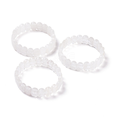 Natural Quartz Crystal Oval Beaded Stretch Bracelet G-E010-01P-1