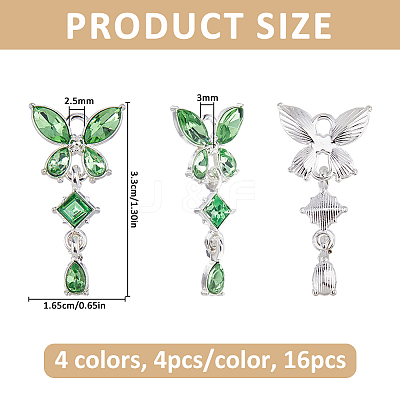 16Pcs 4 Colors Alloy Rhinestone Pendants RB-FH0001-13-1