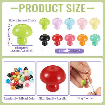 30Pcs Opaque Acrylic Bead OACR-TA0004-04-1