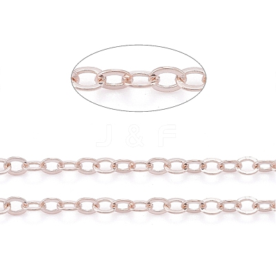 Brass Flat Oval Cable Chains CH030-RG-1