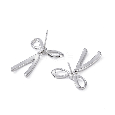Rack Plating Bowknot Brass Stud Earrings for Women EJEW-NH0002-03P-1