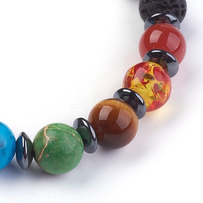 Natural/Synthetic Mixed Stone Stretch Bracelets BJEW-JB03945-01-1
