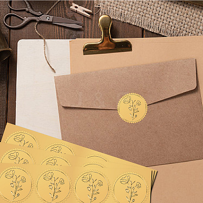 Plastic Self Adhesive Gold Foil Embossed Stickers DIY-WH0575-008-1
