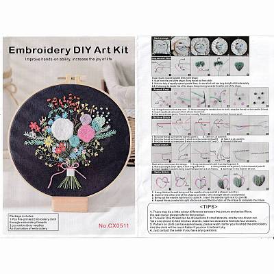 DIY Bouquet Pattern Embroidery Kit DIY-O021-14B-1