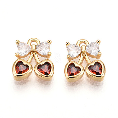Brass Micro Pave Cubic Zirconia Charms KK-N261-94D-G-1