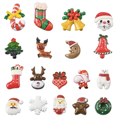 90Pcs 18 Styles Christmas Themed Opaque Resin Cabochons Sets CRES-YW0002-69-1