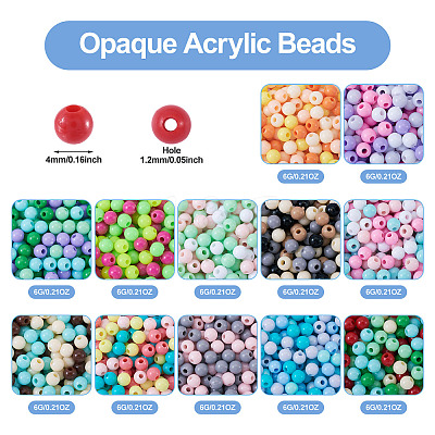 72G 12 Colors Opaque Acrylic Beads OACR-TA0003-91-1