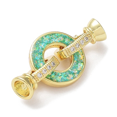 Rack Plating Brass Micro Pave Clear Cubic Zirconia Fold Over Ring Clasps KK-F858-08G-01-1