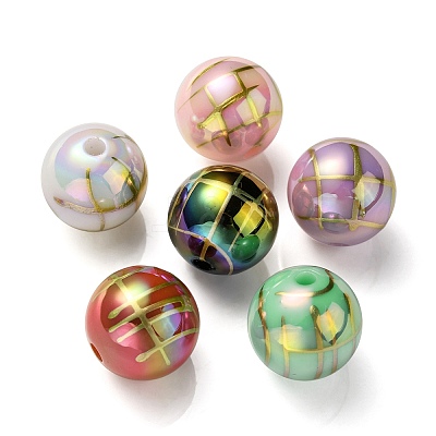 UV Plating Rainbow Iridescent Acrylic Beads PACR-E001-02-1
