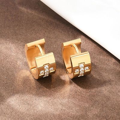 304 Stainless Steel Micro Pave Clear Cubic Zirconia Hoop Earrings EJEW-G457-03G-1