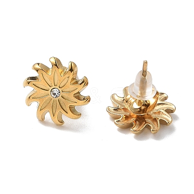 304 Stainless Steel Rhinestone Stud Earrings for Women LS-STAS-Z117-13G-1