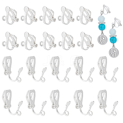 30 Pairs 925 Sterling Silver Clip-on Earring Findings STER-PH0005-01S-1