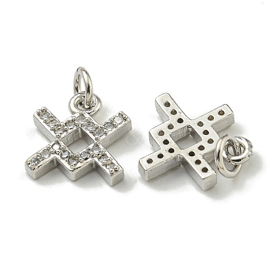 Rack Plating Brass Micro Pave Cubic Zirconia Pendants KK-K386-02F-P-1