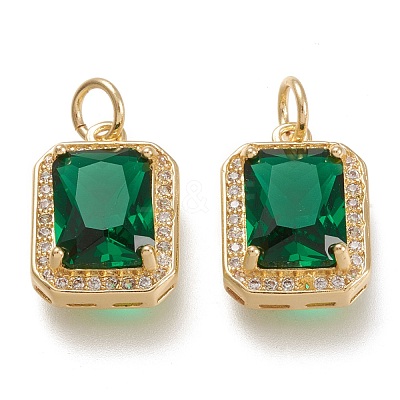 Brass Glass Charms ZIRC-F116-09C-G-1