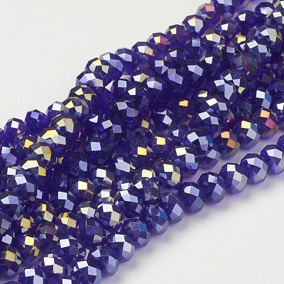 Electroplate Glass Beads Strands X-GR10MMY-25AB-1