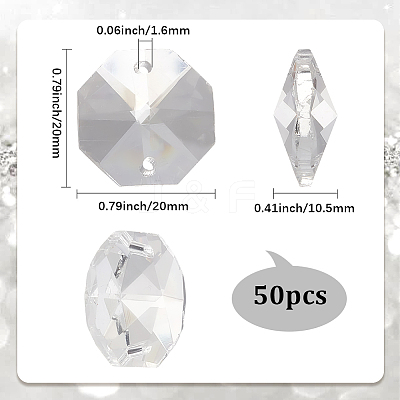 50Pcs Octagon Sew on Glass Rhinestone GLAA-SP0001-83A-02-1