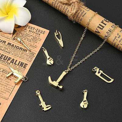 14Pcs 7 Styles Rack Plating Brass Pendants KK-CJ0003-27-1