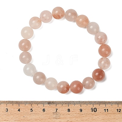 10MM Natural Xinjiang Golden Silk Jade Round Beaded Stretch Bracelets for Women BJEW-G756-01B-1