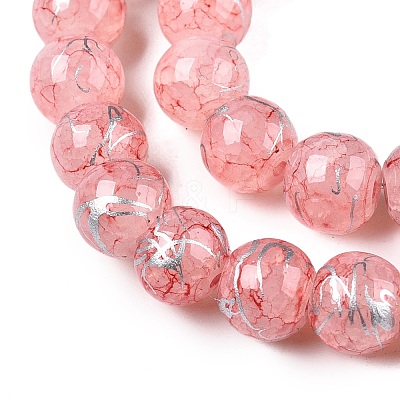 Drawbench Crackle Glass Beads Strands GLAA-N006-8mm-10-1