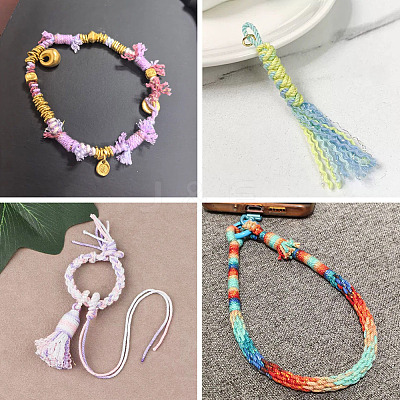3 Roll 3 Colors Segment Dyed Cotton & Metallic String Threads OCOR-TA0004-12-1