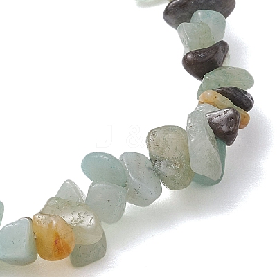 Natural Flower Amazonite Chip Beaded Stretch Bracelets for Women Men BJEW-JB10665-01-1