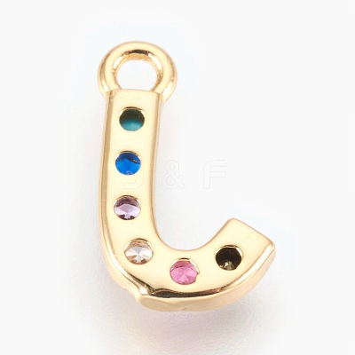 Brass Micro Pave Cubic Zirconia Charms ZIRC-F089-01G-J-1
