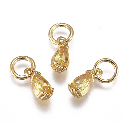 Brass Micro Pave Cubic Zirconia Charms ZIRC-F111-04G-1