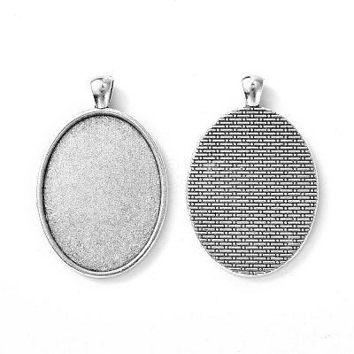 Tibetan Style Oval Alloy Big Pendant Cabochon Settings X-TIBEP-Q045-051AS-RS-1
