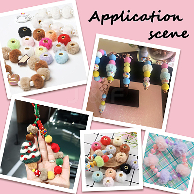 200Pcs 4 Colors Velvet Imitation Rabbit Fur European Beads FIND-SC0022-89-1