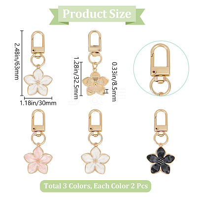 6Pcs 3 Colors Flower Alloy Enamel Pendant Decorations KEYC-BBC0001-02-1