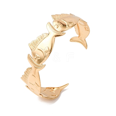 Marine 304 Stainless Steel Cuff Bangles for Women LS-BJEW-Z147-01G-01-1