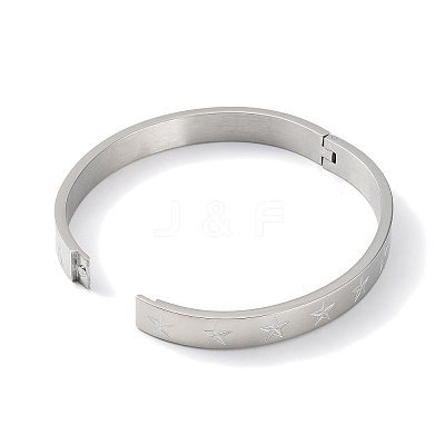 Non-Tarnish 304 Stainless Steel Grooved Star Bangles BJEW-F464-14P-1