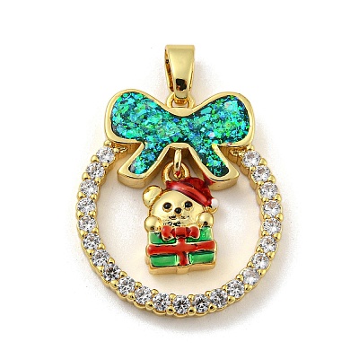 Christmas Brass Micro Pave Cubic Zirconia Pendants KK-H468-01D-01G-1