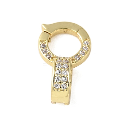 Brass Micro Pave Clear Cubic Zirconia Fold Over Clasps KK-P290-15G-1