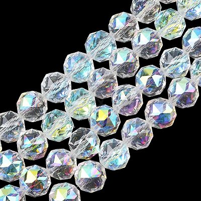 Transparent Electroplate Glass Beads Strands X-EGLA-N002-34C-B02-1