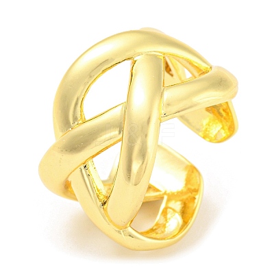 Rack Plating Brass Criss Cross Open Cuff Rings X-RJEW-Q784-10G-1
