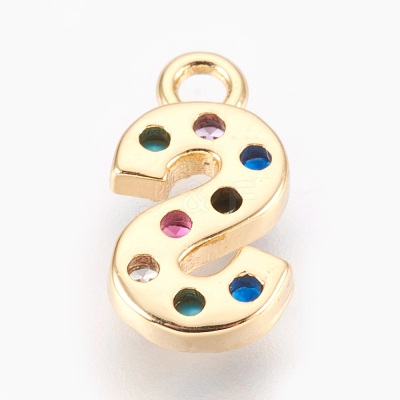 Brass Micro Pave Cubic Zirconia Charms ZIRC-F089-01G-S-1
