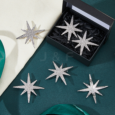 6Pcs Star Alloy Rhinestone Lapel Pins for Backpack Clothes JEWB-DC0001-39P-1
