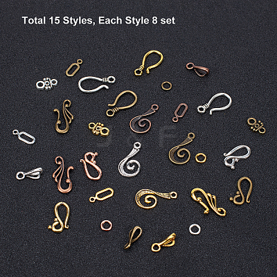 Tibetan Style Hook and Eye Clasps TIBE-PH0005-13-WH-1