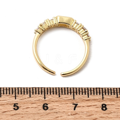 Brass with Cubic Zirconia Cuff Rings for Women RJEW-B160-07A-G-1
